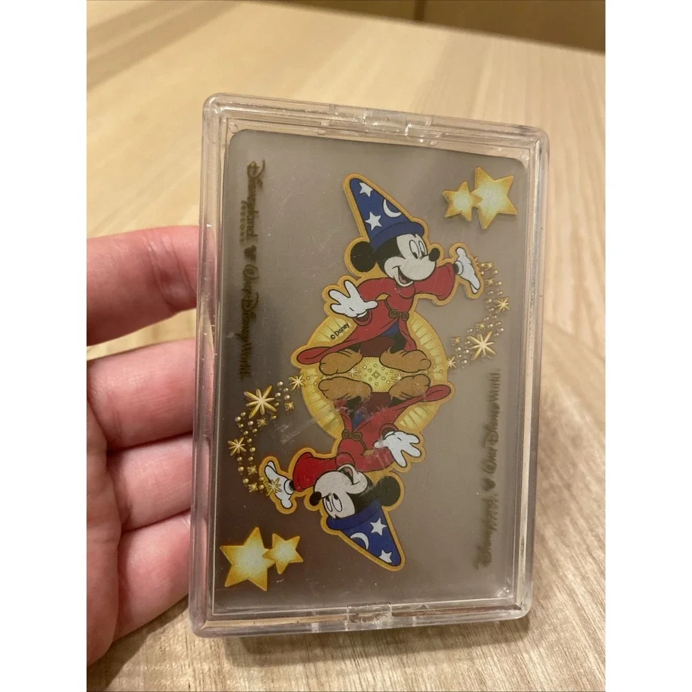 Disneyland Mickey Fantasia Clear Waterproof Plastic Playing Cards IN HARD CASE